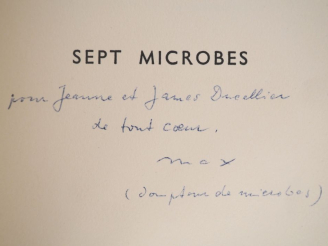 Vente aux enchères ERNST (M.). SEPT MICROBES vus à travers un tempérament. Paris, Cercle 