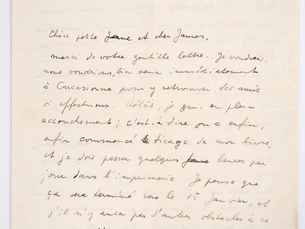 ERNST (M.). LETTRE AUTOGRAPHE signée adressée aux Ducellier. Deux page