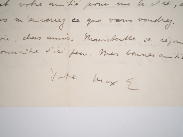 ERNST (M.). LETTRE AUTOGRAPHE signée adressée aux Ducellier. Deux page