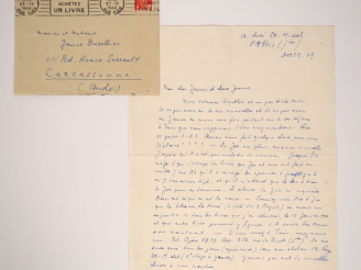 Vente aux enchères ERNST (M.). LETTRE AUTOGRAPHE signée adressée aux Ducellier. Une page 