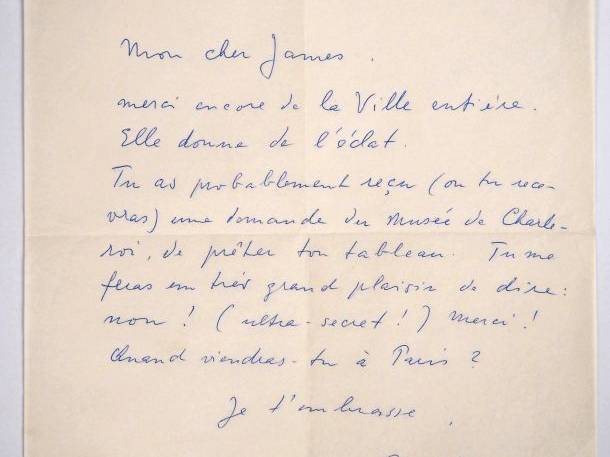 ERNST (M.). LETTRE AUTOGRAPHE signée adressée à James Ducellier. Une p