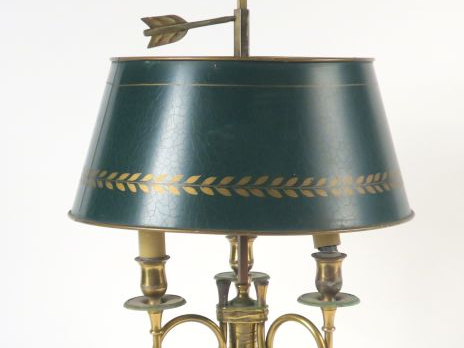 Lampe bouillotte XIXème en bronze et tôle verte à décor de frise de la