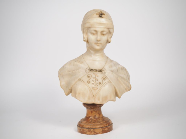 Ecole française fin XIXème - début Xxème. "Jeanne d'arc". Buste en alb