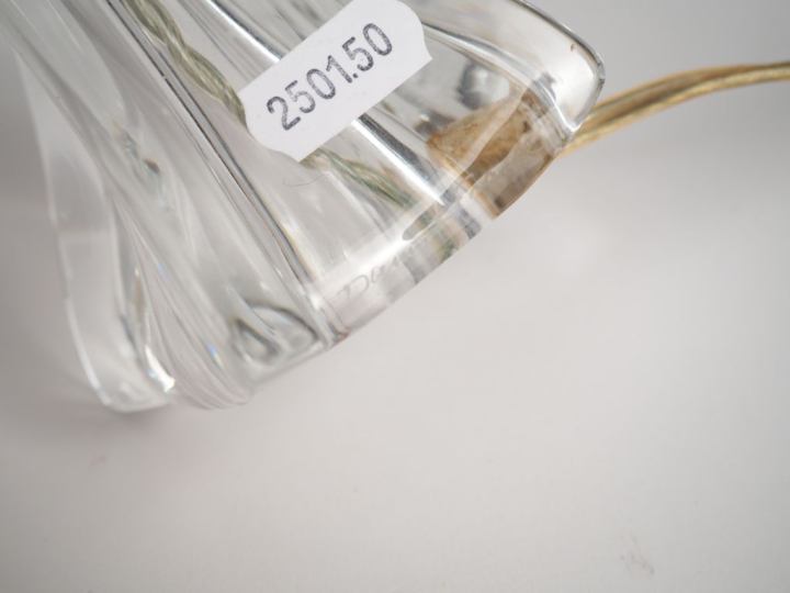 DAUM France. Deux lampes et une coupe en cristal. Signées. H. (lampes)