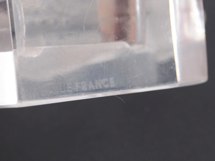 LALIQUE France. 3 presse papier en verre blanc moulé pressé, "Chouette