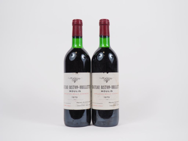 2 BOUTEILLES CHÂTEAU BISTON BRILLETTE CB MOULIS - 1979 - LB - ETLA
