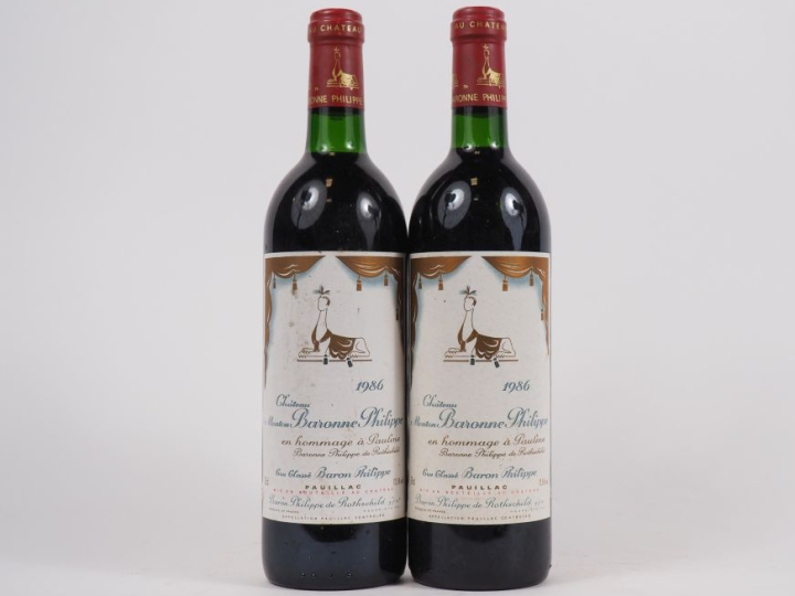 2 BOUTEILLES CHÂTEAU MOUTON BARONNE PHILIPPE "EN HOMMAGE A PAULINE BAR