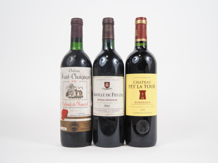 3 BOUTEILLES : 1 CHÂTEAU HAUT CHATAIGNEAU LALANDE DE POMEROL 1986 - BG