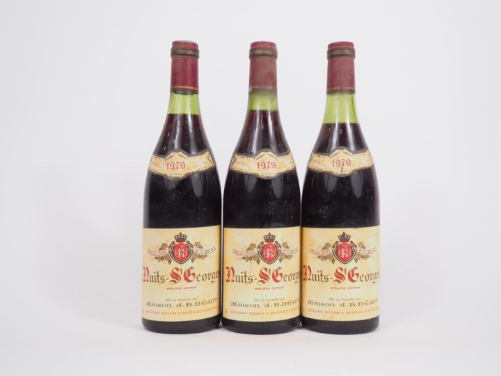 3 BOUTEILLES NUITS ST GEORGES MAISON JB BÉJOT 1979 : 1 de 3 CM