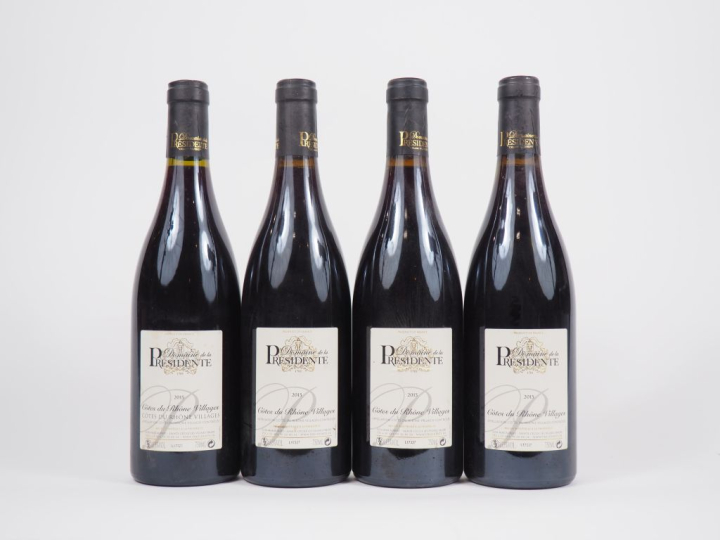 4 BOUTEILLES CÔTES DU RHÔNE VILLAGES DOMAINE DE LA PRÉSIDENTE - 2015