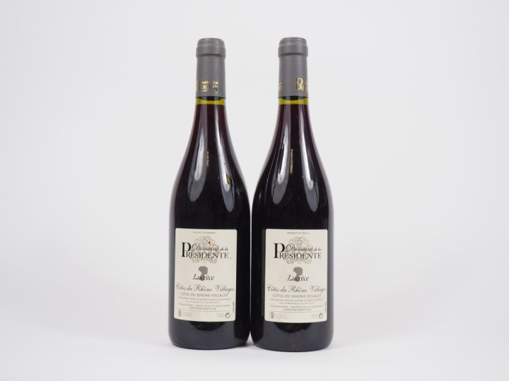 2 BOUTEILLES LUCRÈCE COTES DU RHÔNE VILLAGES DOMAINE DE LA PRÉSIDENTE 