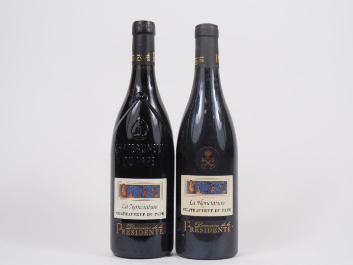 2 BOUTEILLES CHÂTEAUNEUF DU PAPE "LA NONCIATURE" DOMAINE DE LA PRÉSIDE