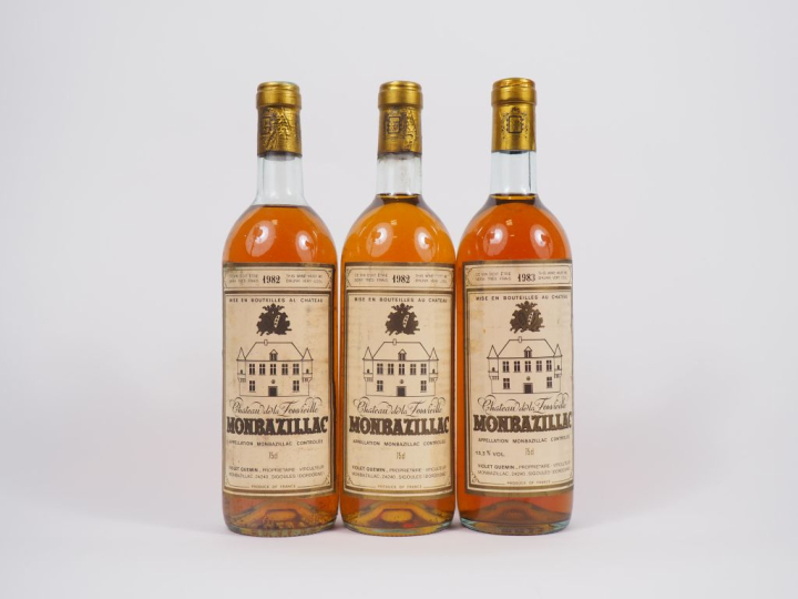 3 BOUTEILLES MONBAZILLAC CHÂTEAU DE LA FONVIEILLE VIOLET QUEMIN - 1982