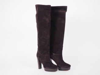 Vente aux enchères Vanessa BRUNO Paire de cuissardes à talon et plateforme en cuir marron