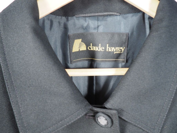 Claude HAVREY Trench en partie probablement en coton noir et gris.  Ou