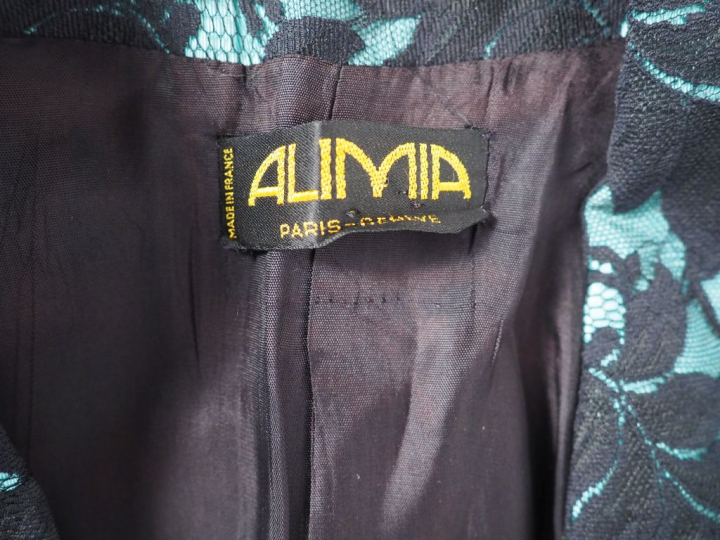 ALIMIA, Paris - Genève,  Ensemble de tailleur, veste et jupe, vert d'e
