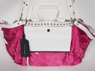 Vente aux enchères Francesco BIASIA Sac à main ou porté épaule en cuir blanc et tissu ros