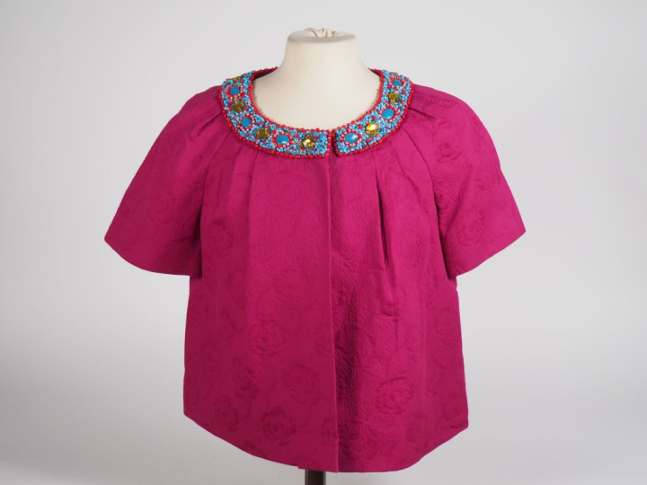 TARA JARMON Veste en coton (100%) fuchsia, à décor de fleurs.  Le col 
