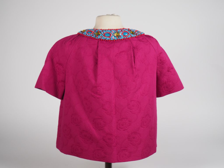 TARA JARMON Veste en coton (100%) fuchsia, à décor de fleurs.  Le col 