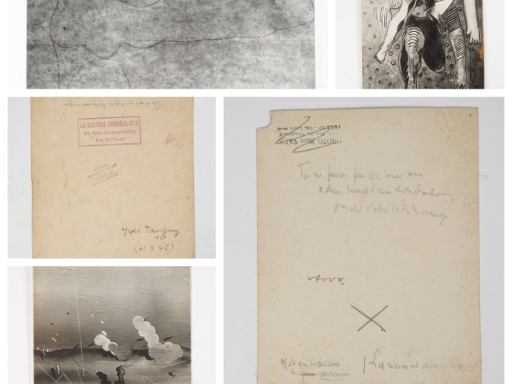 [TANGUY]. ENSEMBLE DE 3 PHOTOGRAPHIES DE PEINTURES SURRÉALISTES dont 2