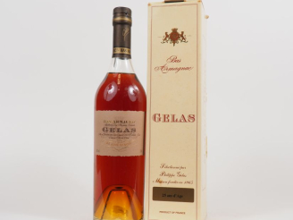 Vente aux enchères 1 BOUTEILLE BAS ARMAGNAC "25 ANS D'AGE" GELAS - COFFRET