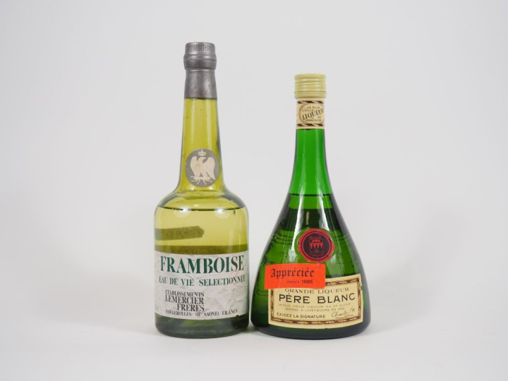 2 ALCOOLS DIVERS : 1 FRAMBOISE EAU DE VIE SELECTIONNÉE LEMERCIER FRÈRE