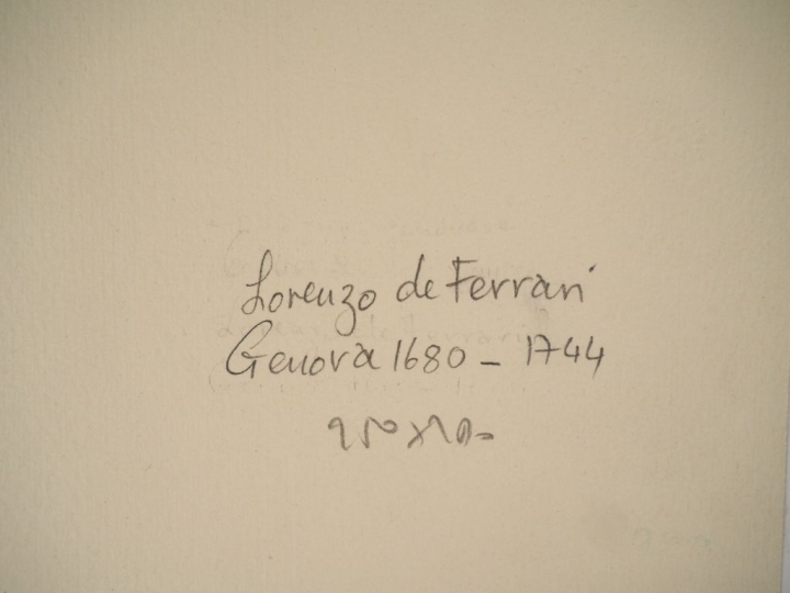 Ecole italienne XVIIIème. "Etude de personnage casqué" Dessin au fusai