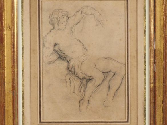 Ecole italienne XVIIIème. "Académie". Dessin. Dim. (à vue) : 26 x 19 c