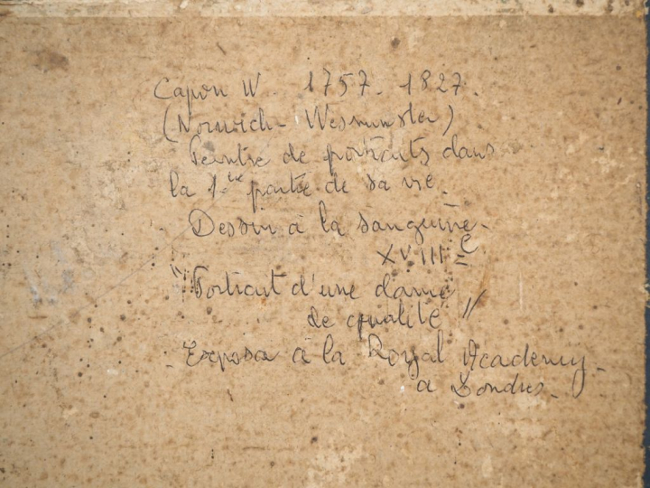 Ecole française fin XIXème. "Portrait de Marie-Antoinette". Sanguine s