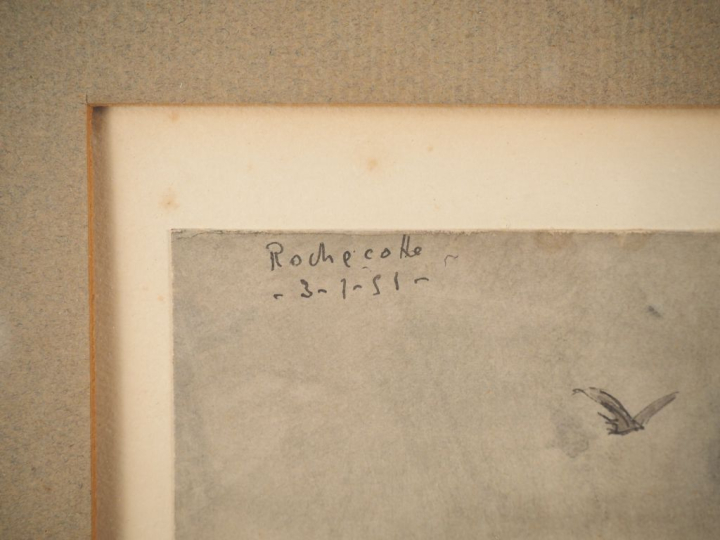 Ecole française XIXème.  "paysage et ruines" Dessin au lavis  Dim. 41,