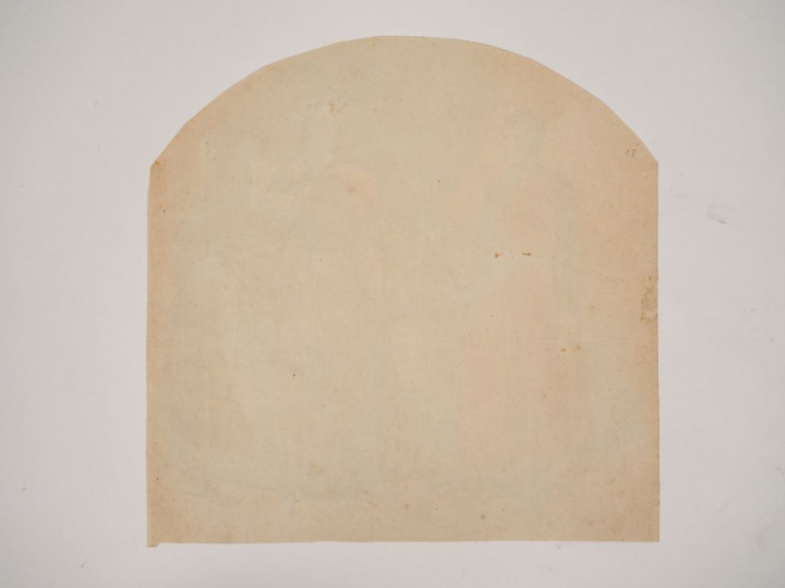 ISABEY. (attribué) "Saint Louis et un chevalier" Aquarelle Dim. 26 x 2