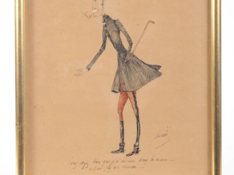 Vente aux enchères René de Pierre de Bernis. "caricature d'Antoine Ruinart de Brimont" De