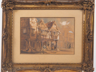 Vente aux enchères Ecole française XIXème. "personnages discutant sous les couverts d'un 