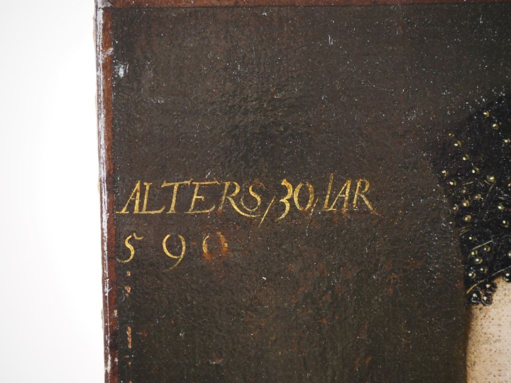 Ecole Allemande 1590. "Portrait de dame âgée de 30 ans" Toile Hauteur 
