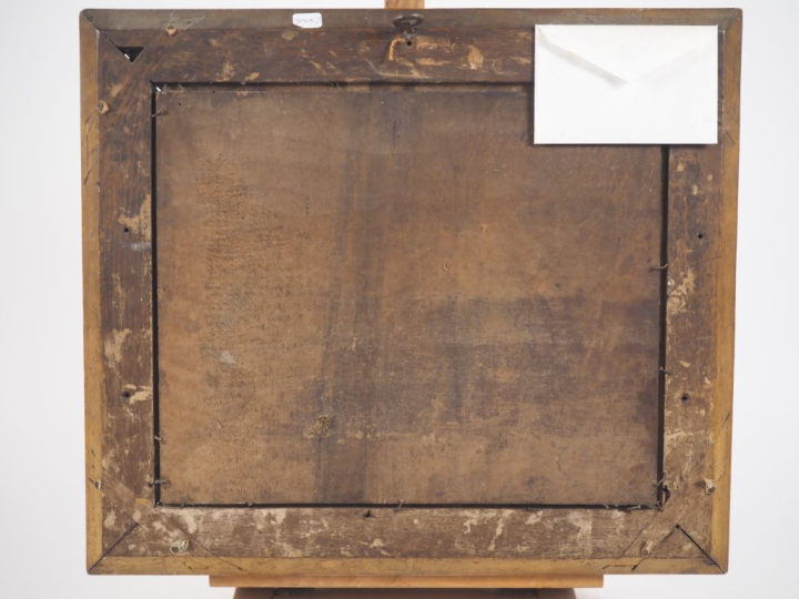 P. FORGET.  "Deux gendarmes à cheval" Huile sur toile, signée en bas à