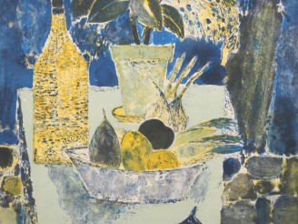 Vente aux enchères BARDON.  "nature morte"  Lithographie, signée en bas à droite Dim. 45,