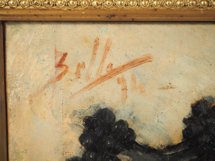 BELLI.  "Etude de personnages espagnols"  Huile sur toile, signée en h