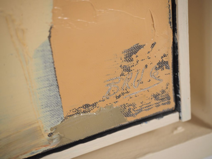 BRUS.  "composition"  Huile sur toile, signée en bas à droite  Dim. 40