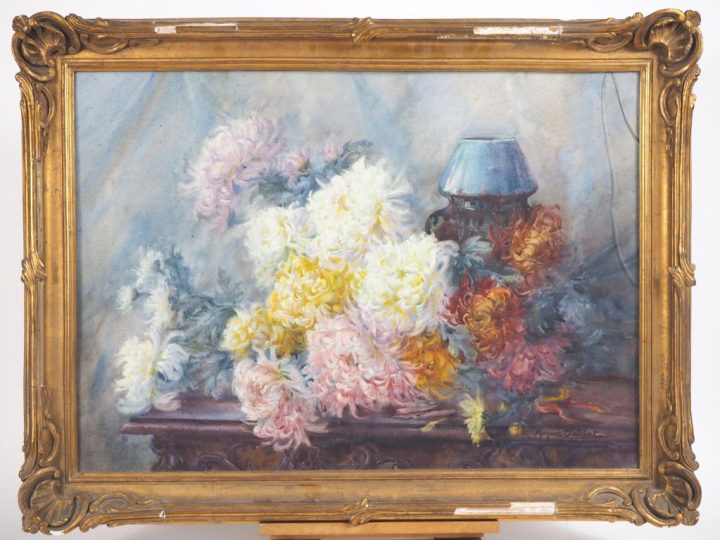 M. CHALIBERT.  "le bouquet de tokyos" Aquarelle, signée en bas à droit