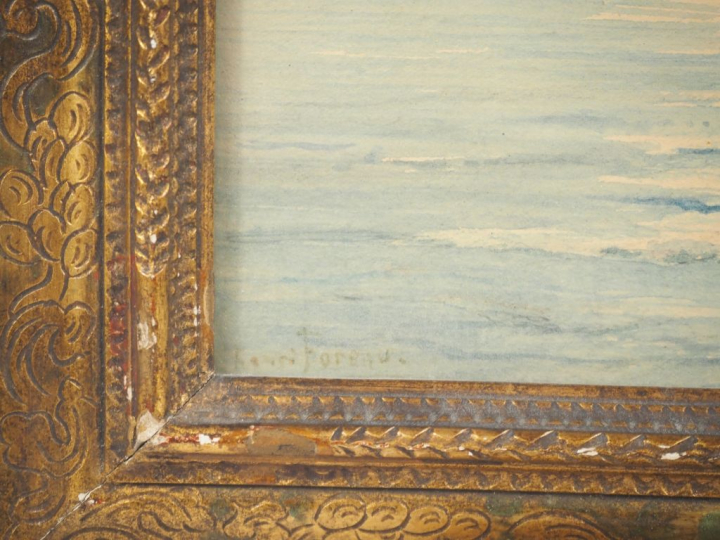 H. FOREAU.  "Ile d'Oléron, le repos des pêcheurs"  Aquarelle, signée e
