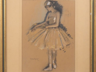Vente aux enchères GRANDQUIART. "ballerine"  Pastel, signé en bas à gauche  Dim. 31,5 x 2