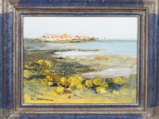 Vente aux enchères Michel JOUENNE.  "les fleurs jaunes" Huile sur toile, signée en bas à 