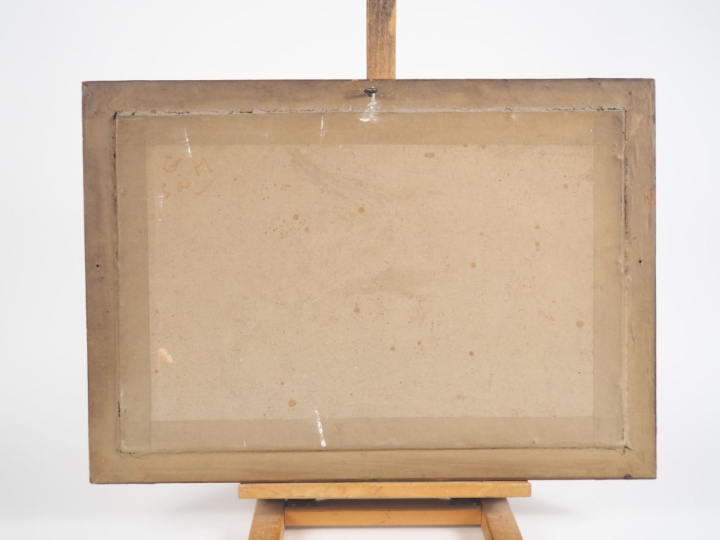 Jules JOUETS. "l'étang devant la ferme" Aquarelle, signée en bas à dro