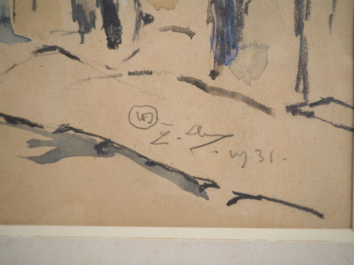 LEVY.   "ruelle animée" Aquarelle, signée en bas à droite et datée 31 