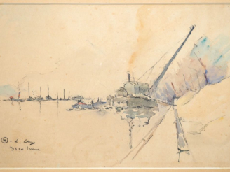 Vente aux enchères LEVY. "bord de fleuve" Aquarelle, signée en bas à gauche et datée 31 D