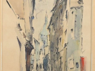Vente aux enchères LEVY. "montmartre" Aquarelle signée en bas à droite datée 32  Dim. 43,