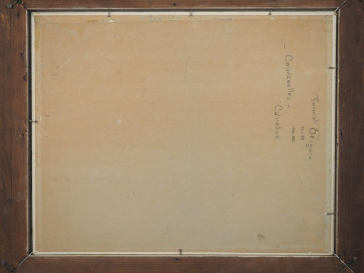 G. MAUDERC.  "le port de Courseulles dans le Calvados" Huile sur carto