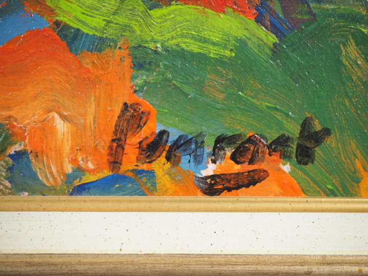 PENRAAT.  "Village en Minervois" Huile sur toile, signée en bas à droi