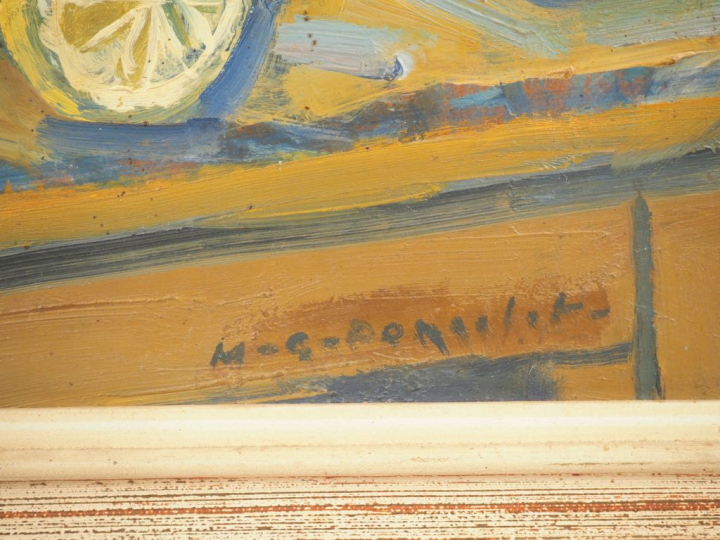 PONCELET.  "Dégustation d'huitres à Port Vendres" Huile sur isorel, si