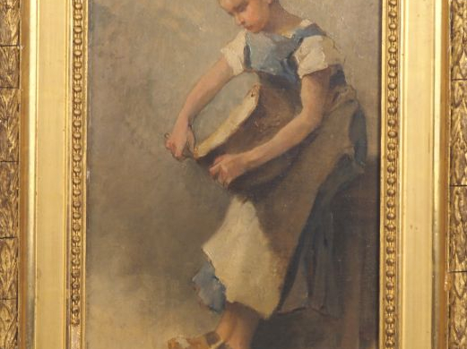 RAYNAUD.  "la bouchée de pain" Huile sur toile, signée en bas à droite